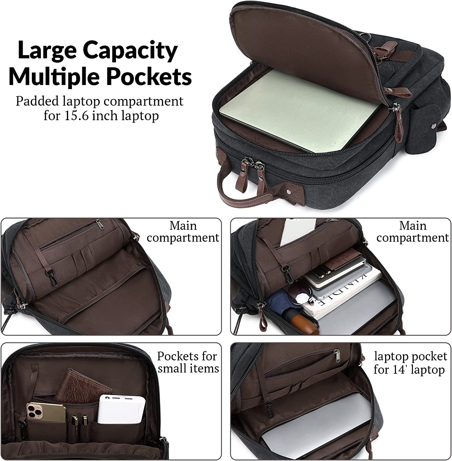 Mygreen Canvas Cross Body Messenger Bag Shoulder Sling Backpack Travel Rucksack - Image 5